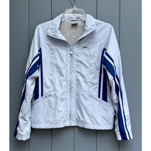 Vintage Nike Windbreaker Jacket Womens Medium Pale Blue Track Spring Running